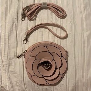 Leather Rose Clutch Wristlet and Crossbody
